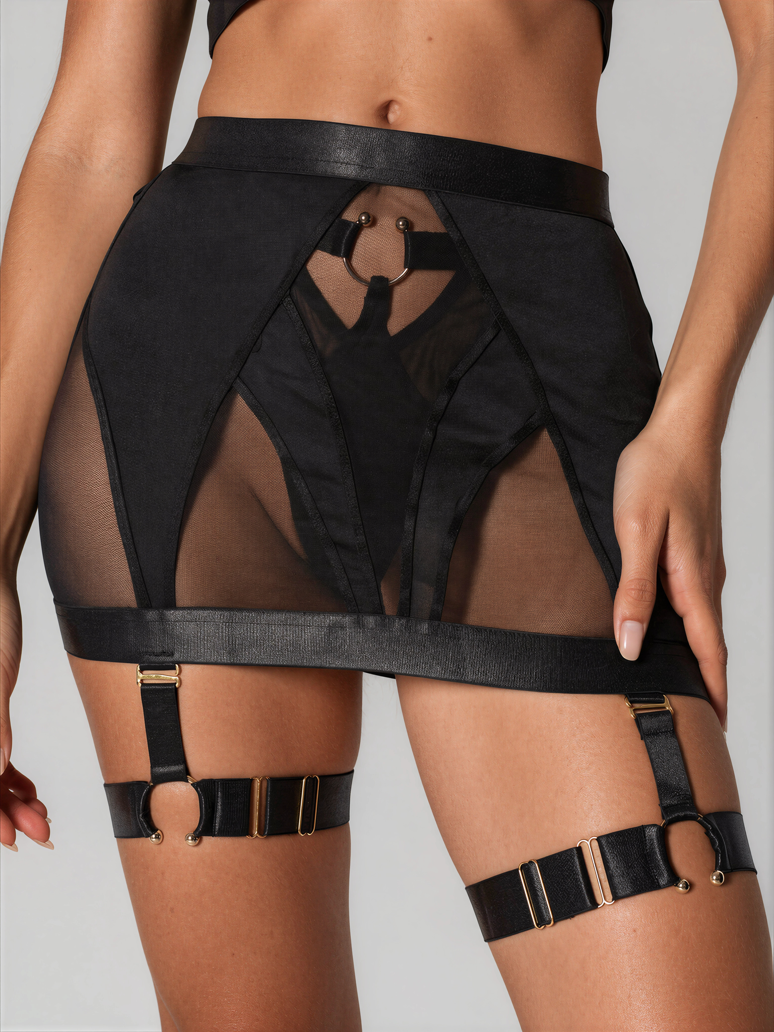 Veyra 3-teiliges Dessous-Set mit Netzrock